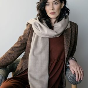 Natural Baby Alpaca Maxi-Scarf with Fringes