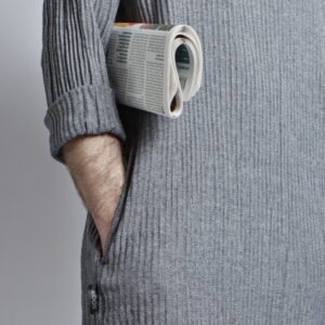 KOOS_mensdress_black_detail1.jpg Linen Men's Dress - Black/Gray Fishbone