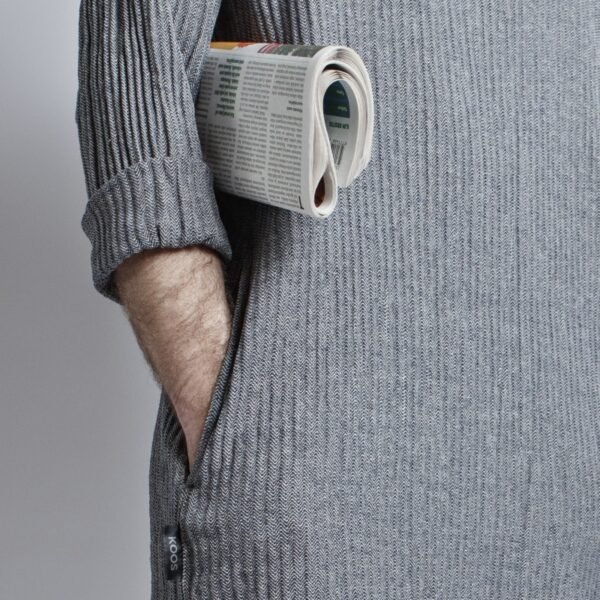 KOOS_mensdress_black_detail1.jpg Linen Men's Dress - Black/Gray Fishbone