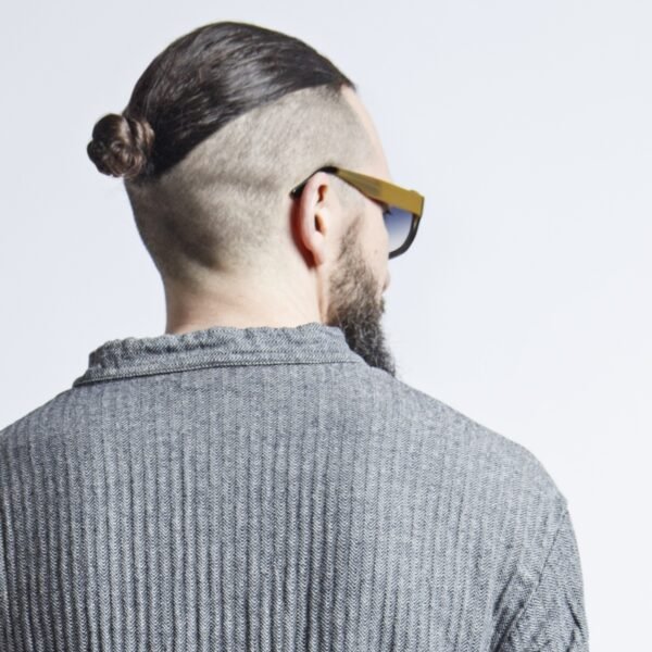 KOOS_mensdress_black_detail3.jpg Linen Men's Dress - Black/Gray Fishbone