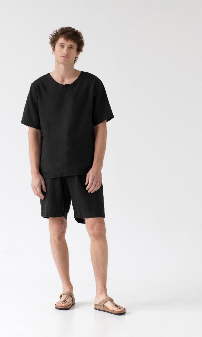 Linen Fern Pyjama Set - Black