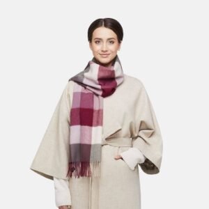 Natural Baby Alpaca Wool Midi Exclusive Check Scarf for Women