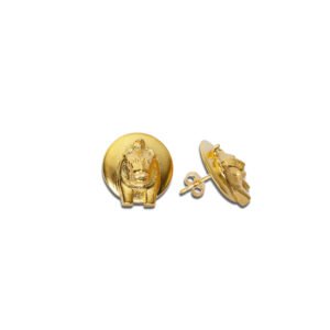 SEKHMET-EARRING-Gold-covered-in-silver-.jpg Sekhmet Fire Stud Earrings