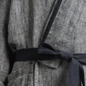 Linen bathrobe - Black Fishbone