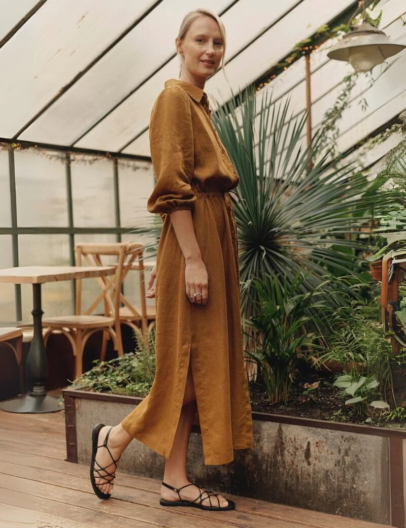 Linen Rhapsody Dress - Bronze