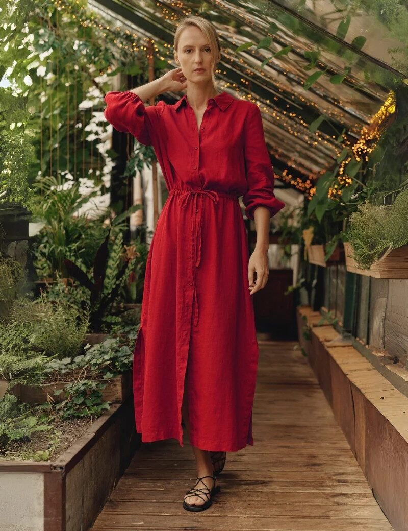 Linen Rhapsody Dress - Lava Falls