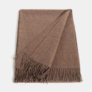 Natural Baby Alpaca Maxi-Scarf with Fringes