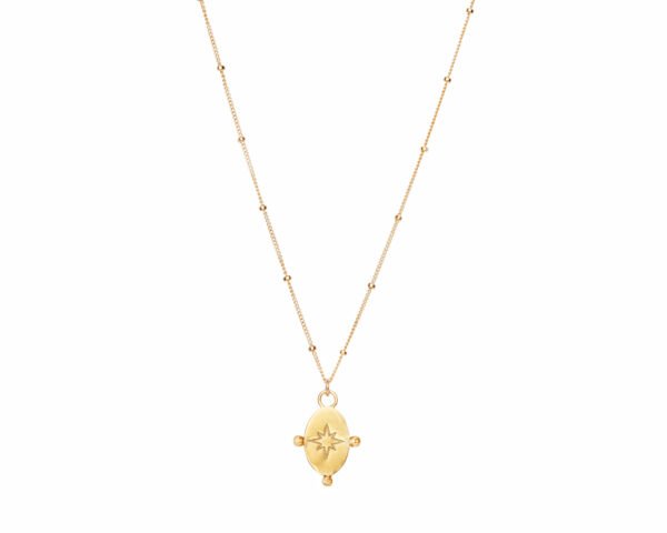 Cosmic-Morning-Star-necklace-gold-plated-925-silver-satellite-ball-chain.jpg Rīta zvaigznes kaklarota - zelta