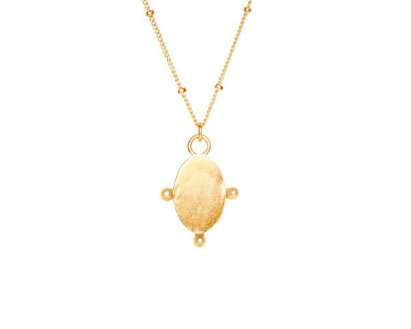 Cosmic-Morning-Star-necklace-gold-plated-925-silver-satellite-ball-chain-back-closer.jpg Rīta zvaigznes kaklarota - zelta