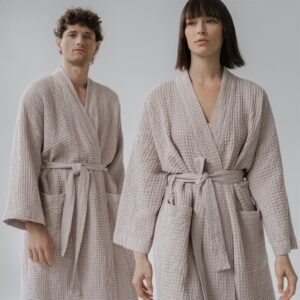Honeycomb Waffle Bathrobe - Powder