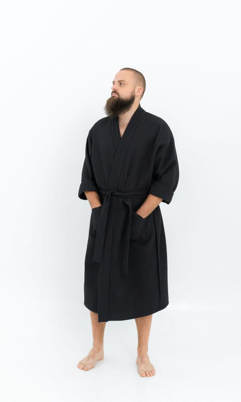 Long Waffle Fabric Robe for Men