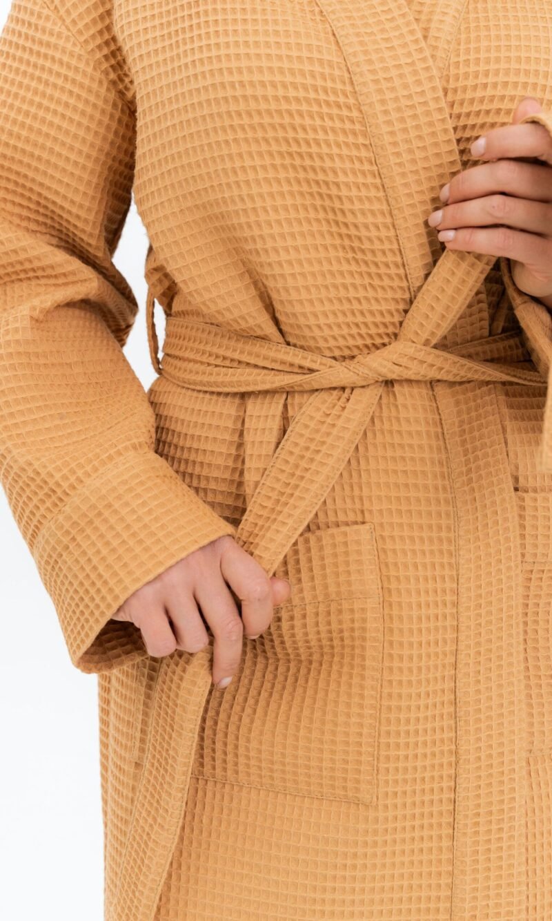 Long Waffle Fabric Robe for Women
