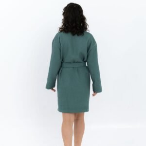 Short Waffle Fabric Robe for Women
