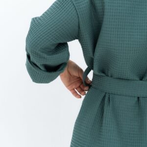 Long Waffle Fabric Robe for Women