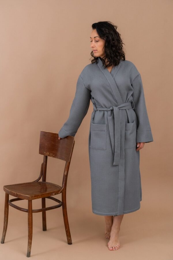 Long Waffle Fabric Robe for Women