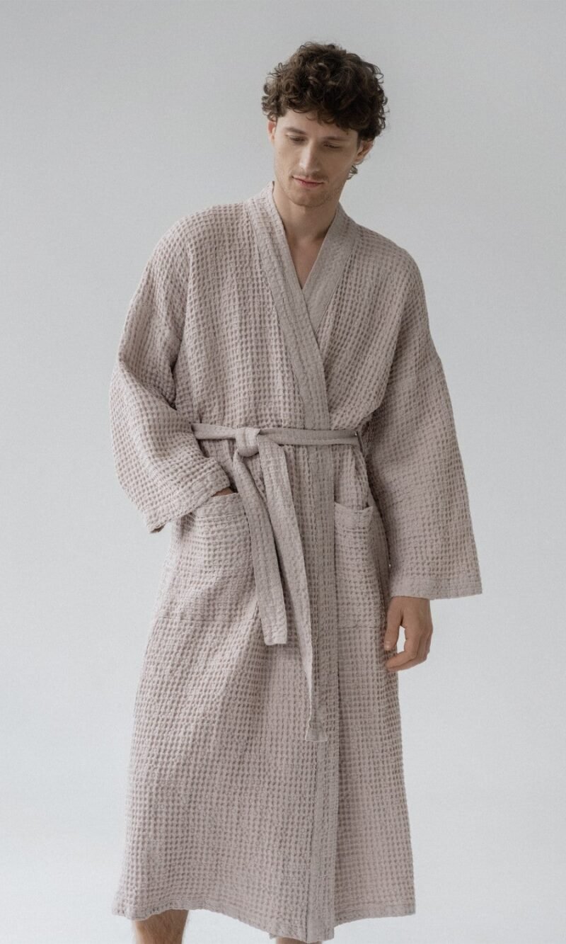 Honeycomb Waffle Bathrobe - Powder