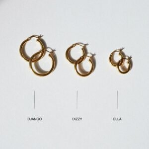 Gold hoop earrings with a minimalist design, featuring a smooth polished finish and a timeless circular shape, elegant and versatile for everyday wear.