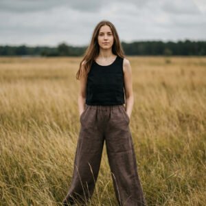 top_set_black Soma Wide-Leg Linen Pants