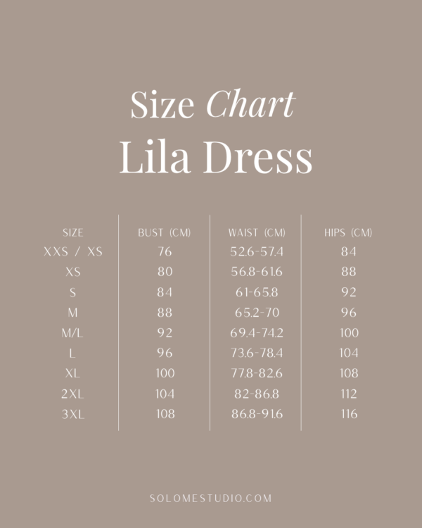 Linen Maxi dress size chart